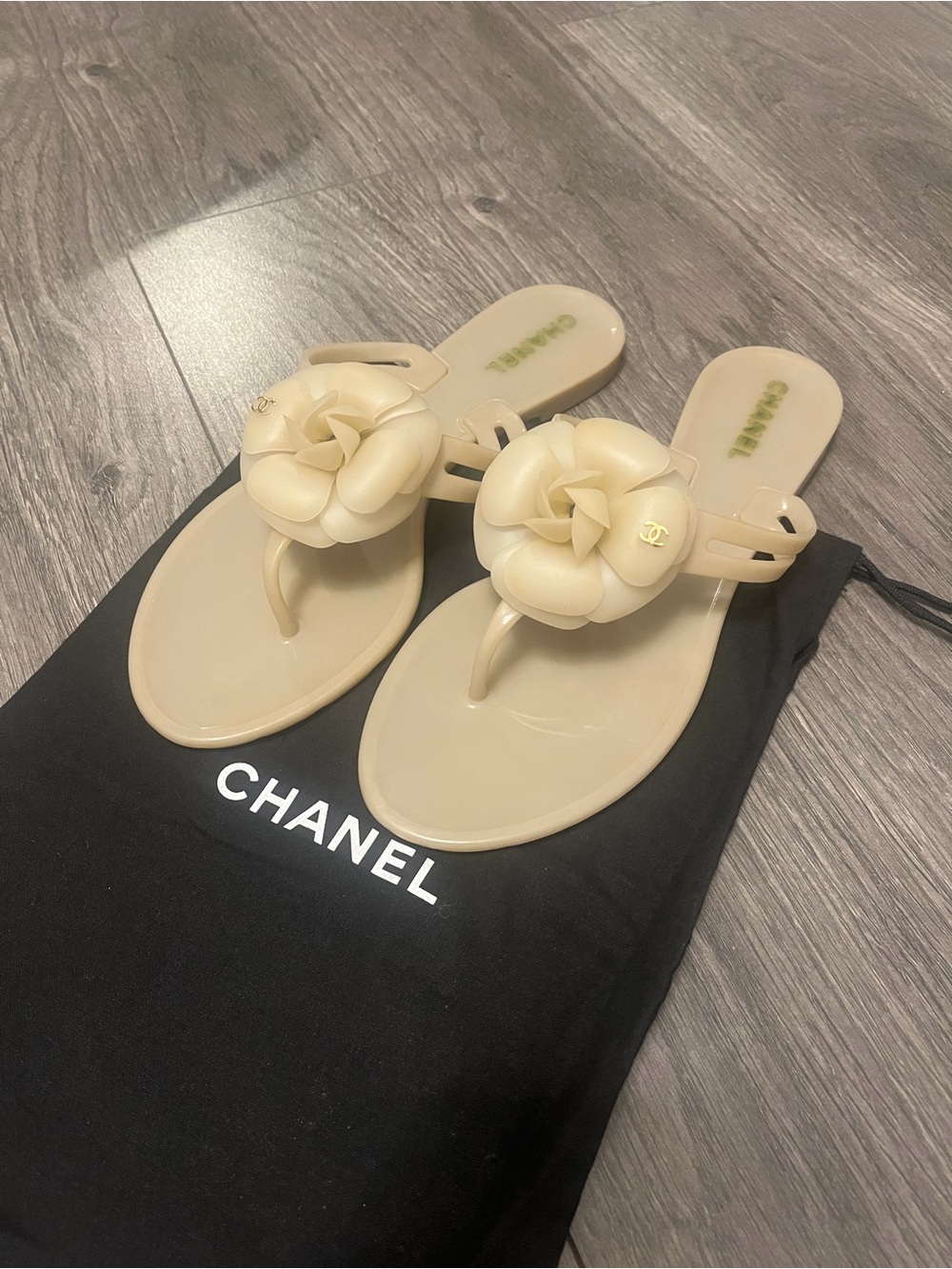 Vintage Chanel Jelly Camellia Thong Sandals